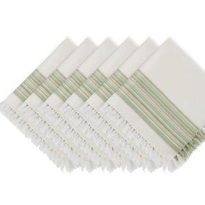 New fringe stripe napkins set of 6, Thyme